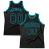 Custom Black Black-Teal Authentic Throwback Basketball Jersey