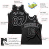 Custom Black Black-Gray Authentic Throwback Basketball Jersey