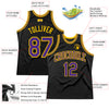 Custom Black Purple-Gold Authentic Throwback Basketball Jersey