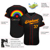 Custom Black Gold-Red Rainbow For Pride Month Love Is Love LGBT Authentic Baseball Jersey