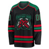 Custom Black Kelly Green White-Red Hockey Jersey