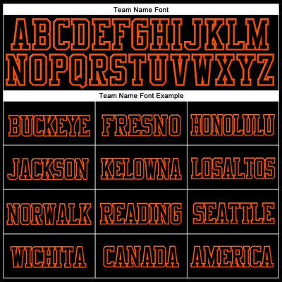 Custom Black Black-Orange Stitched Cuffed Knit Hat