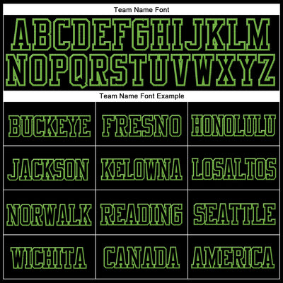 Custom Black Black-Neon Green Stitched Cuffed Knit Hat