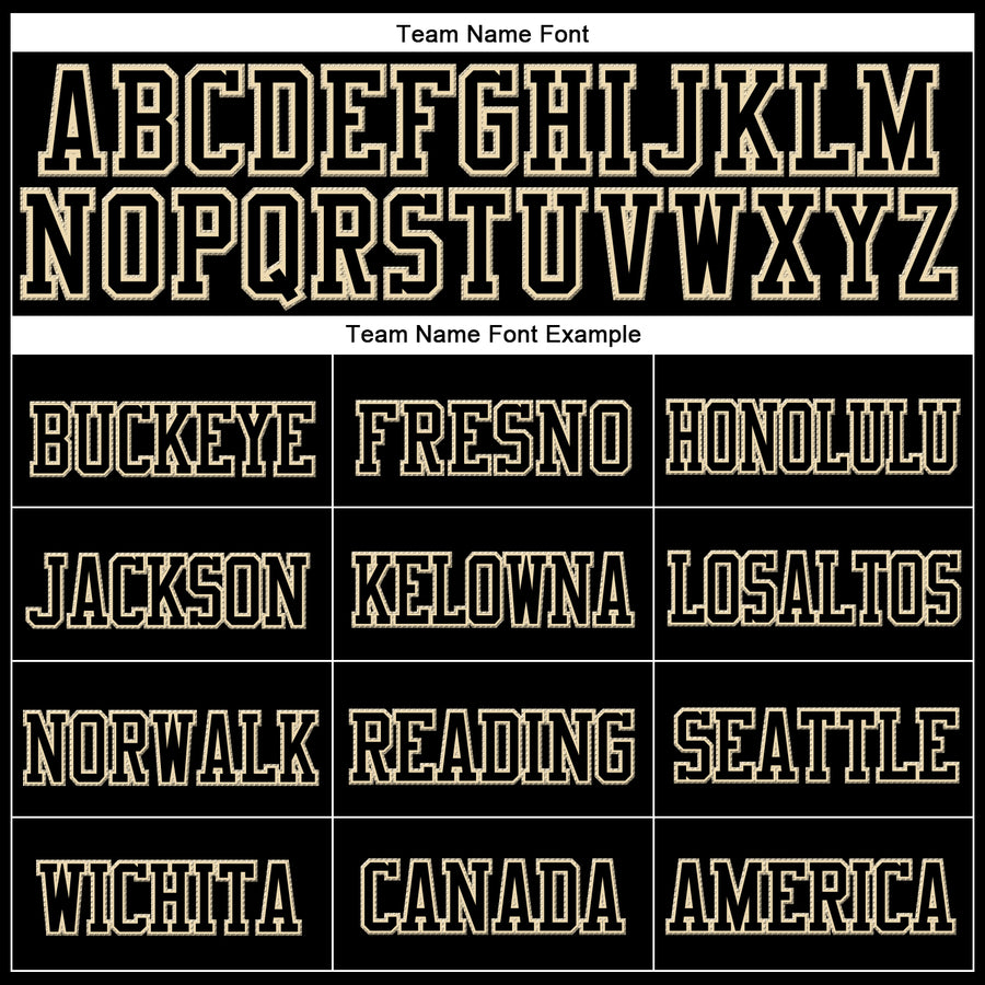 Custom Black Black-Cream Stitched Cuffed Knit Hat