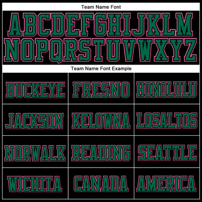 Custom Black Kelly Green-Pink Stitched Cuffed Knit Hat