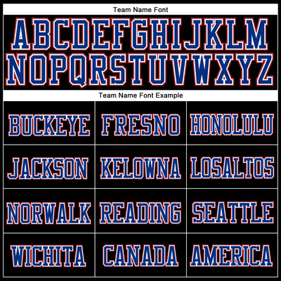 Custom Black Royal White-Red Stitched Cuffed Knit Hat