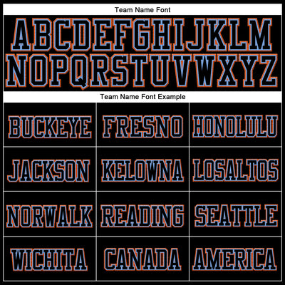 Custom Black Black Light Blue-Orange Stitched Cuffed Knit Hat