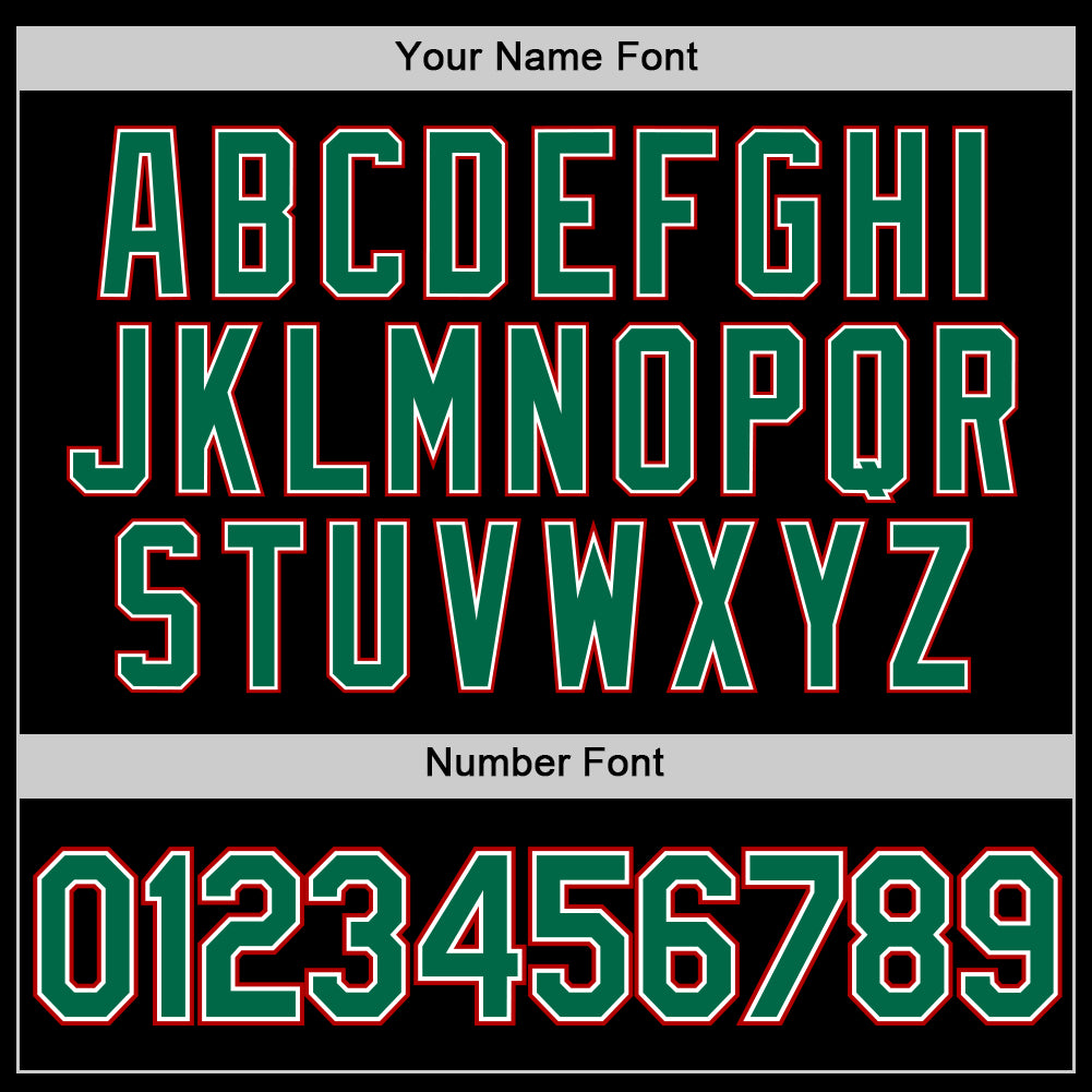 Custom Black Kelly Green-Red Performance T-Shirt