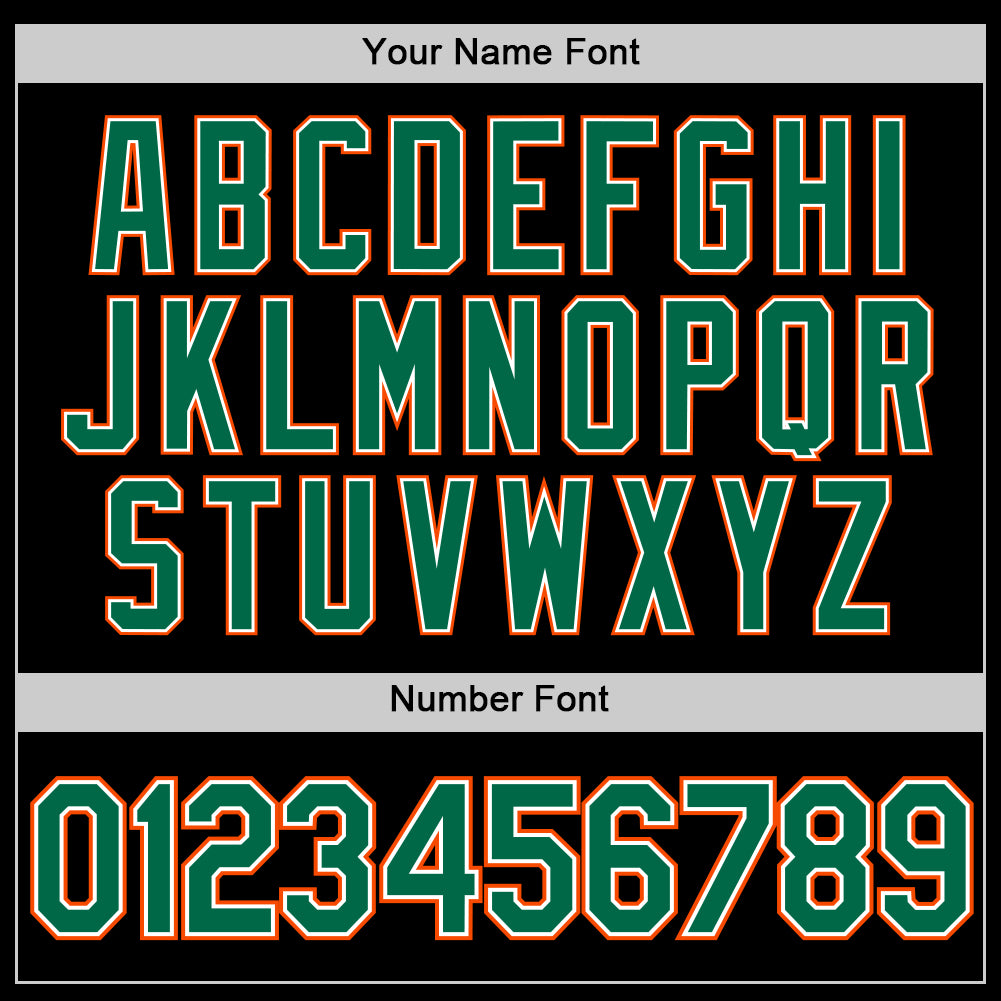 Custom Black Kelly Green-Orange Performance T-Shirt