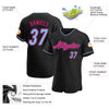 Custom Black Light Blue-Hot Pink Authentic Baseball Jersey