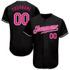 Custom Black Hot Pink-White Authentic Baseball Jersey