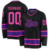 Custom Black Pink-Purple Hockey Jersey