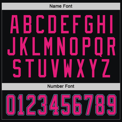 Custom Black Hot Pink-Light Blue Hockey Jersey