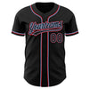 Custom Black Black Light Blue-Red Authentic Baseball Jersey