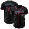 Custom Black Black Light Blue-Red Authentic Baseball Jersey