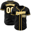 Custom Black White-Gold Authentic Baseball Jersey