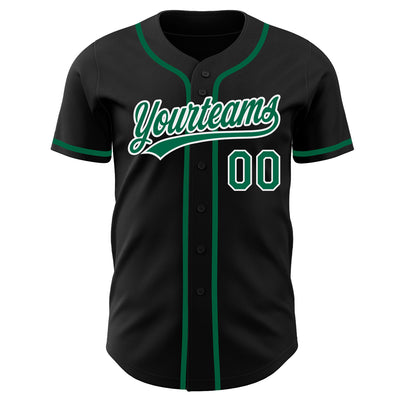 Custom Black Kelly Green-White Authentic Baseball Jersey