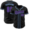 Custom Black Purpe-Light Blue Authentic Baseball Jersey