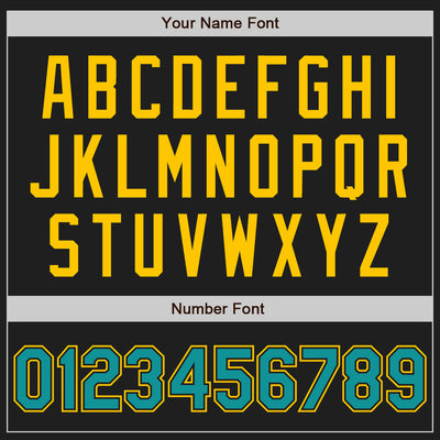 Custom Black Teal-Gold Authentic Baseball Jersey