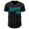 Custom Black Teal Authentic Baseball Jersey