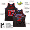 Custom Black Red Pinstripe Red-Royal Authentic Basketball Jersey