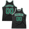 Custom Black White Pinstripe Kelly Green-White Authentic Basketball Jersey