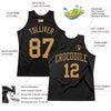 Custom Black Old Gold Authentic Throwback Basketball Jersey