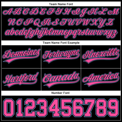 Custom Black Pink-Light Blue Authentic Throwback Basketball Shorts