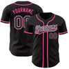 Custom Black Pink Pinstripe Black-White Authentic Baseball Jersey