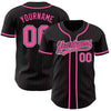 Custom Black Pink Pinstripe Pink-White Authentic Baseball Jersey