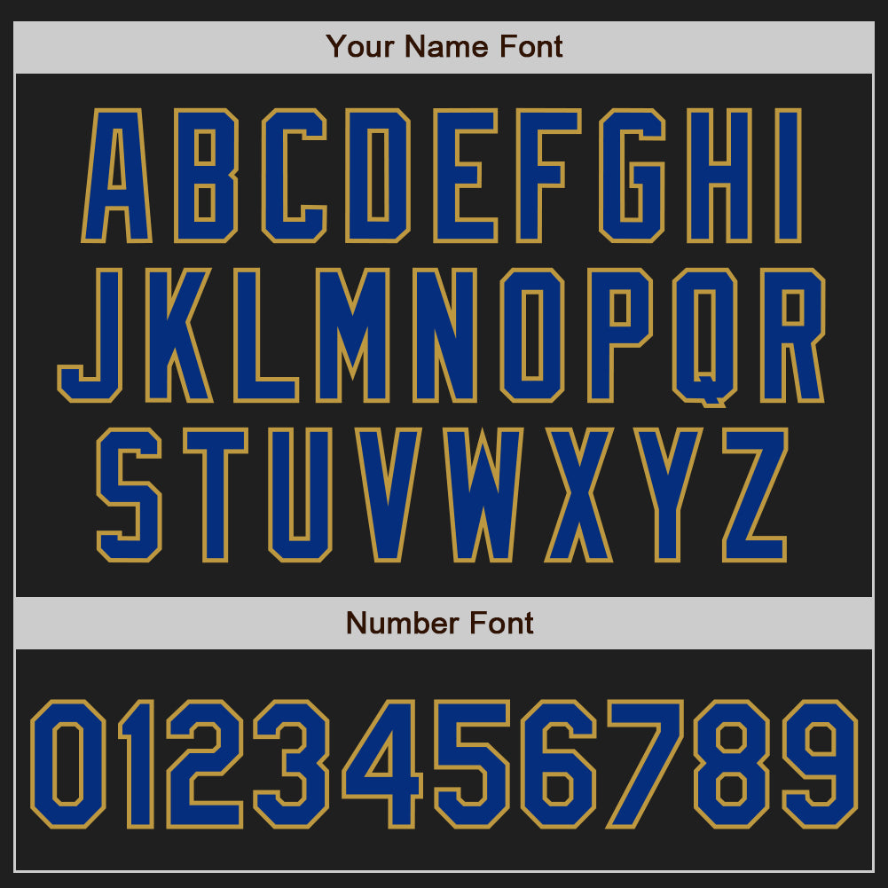 Custom Black Old Gold Pinstripe Royal Authentic Baseball Jersey