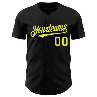 Custom Black Neon Yellow Authentic Baseball Jersey