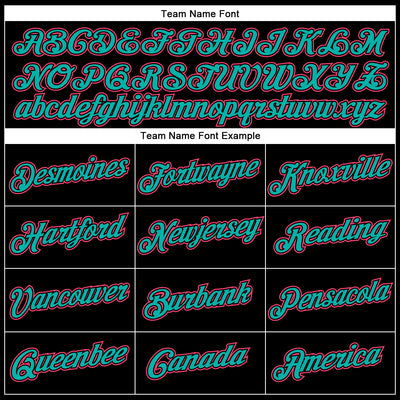 Custom Black Neon Pink-Aqua Performance T-Shirt