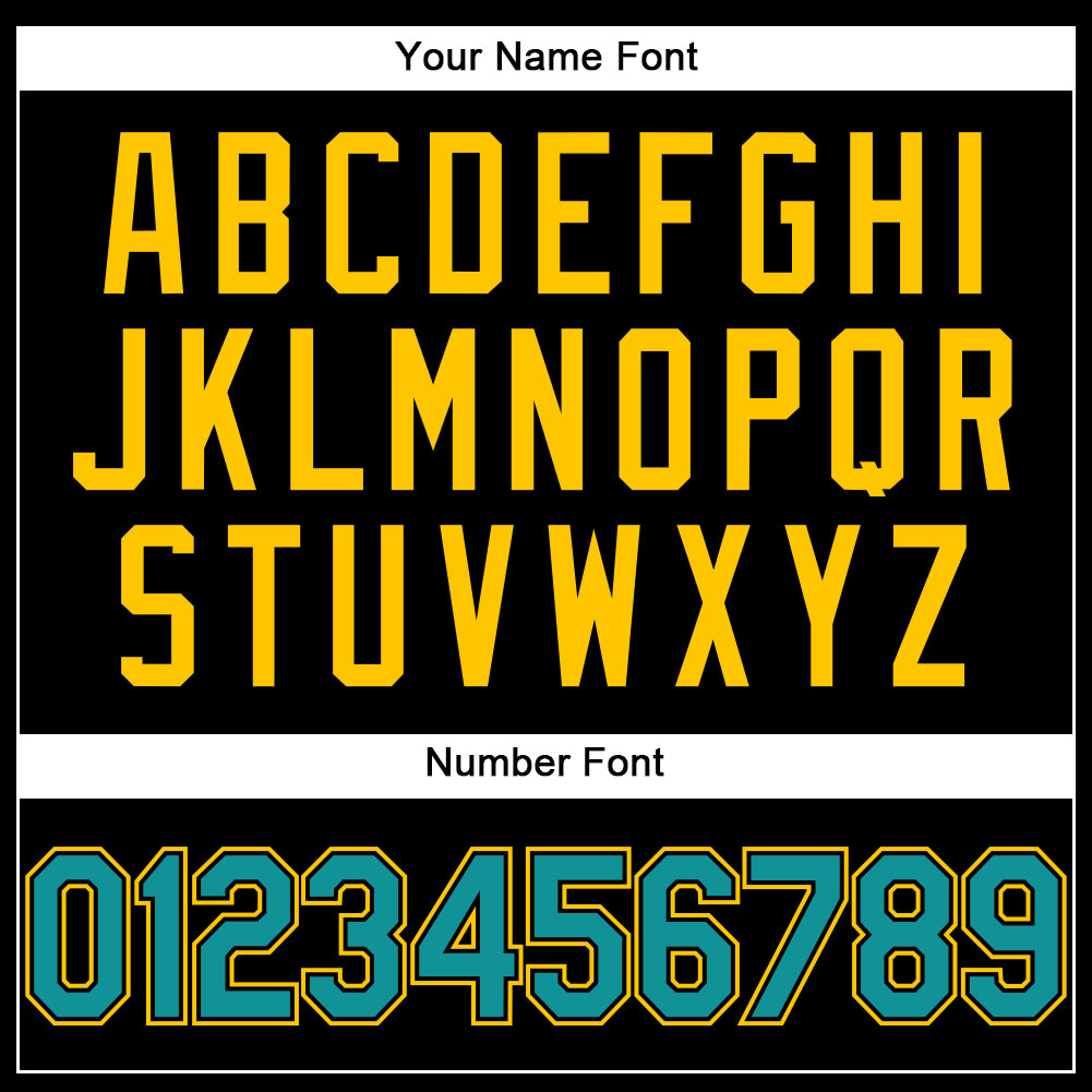 Custom Black Teal-Yellow Performance T-Shirt