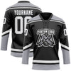 Custom Black White-Gray Hockey Lace Neck Jersey