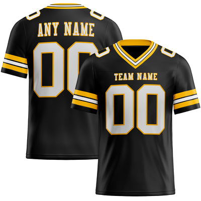 Custom Black White-Gold Authentic Football Jersey