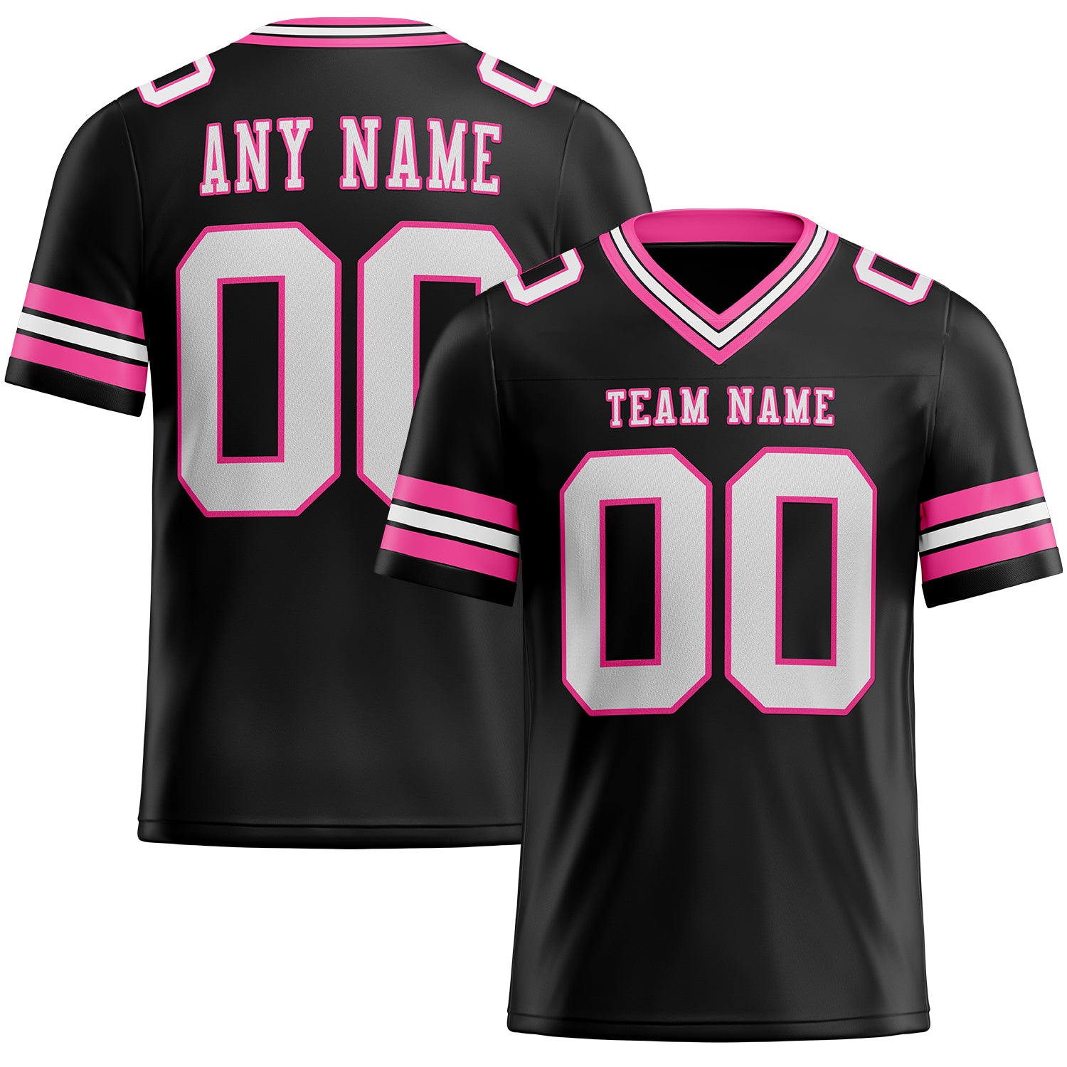 Custom Black White-Pink Authentic Football Jersey