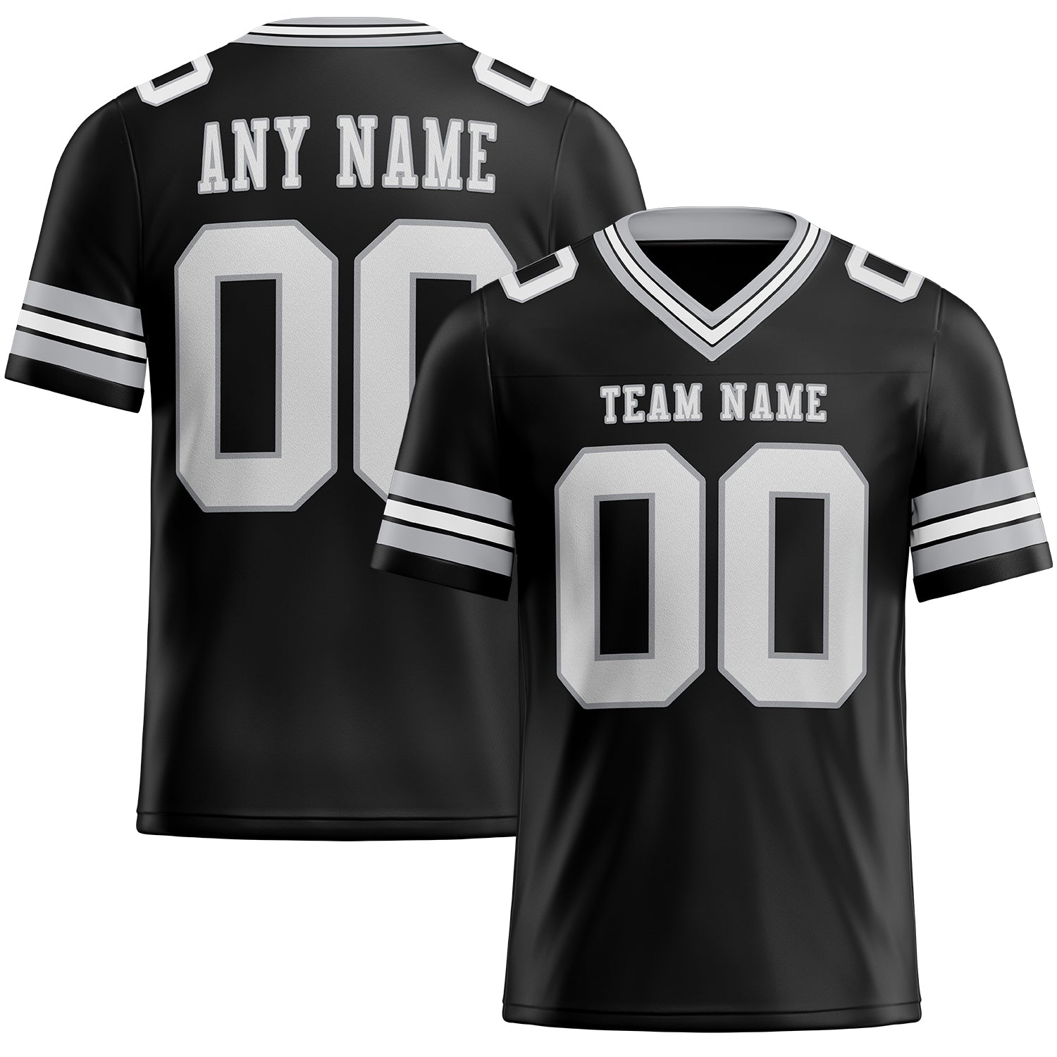 Custom Black White-Gray Authentic Football Jersey