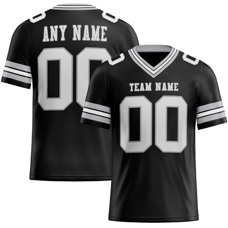 Custom Black White-Gray Authentic Football Jersey