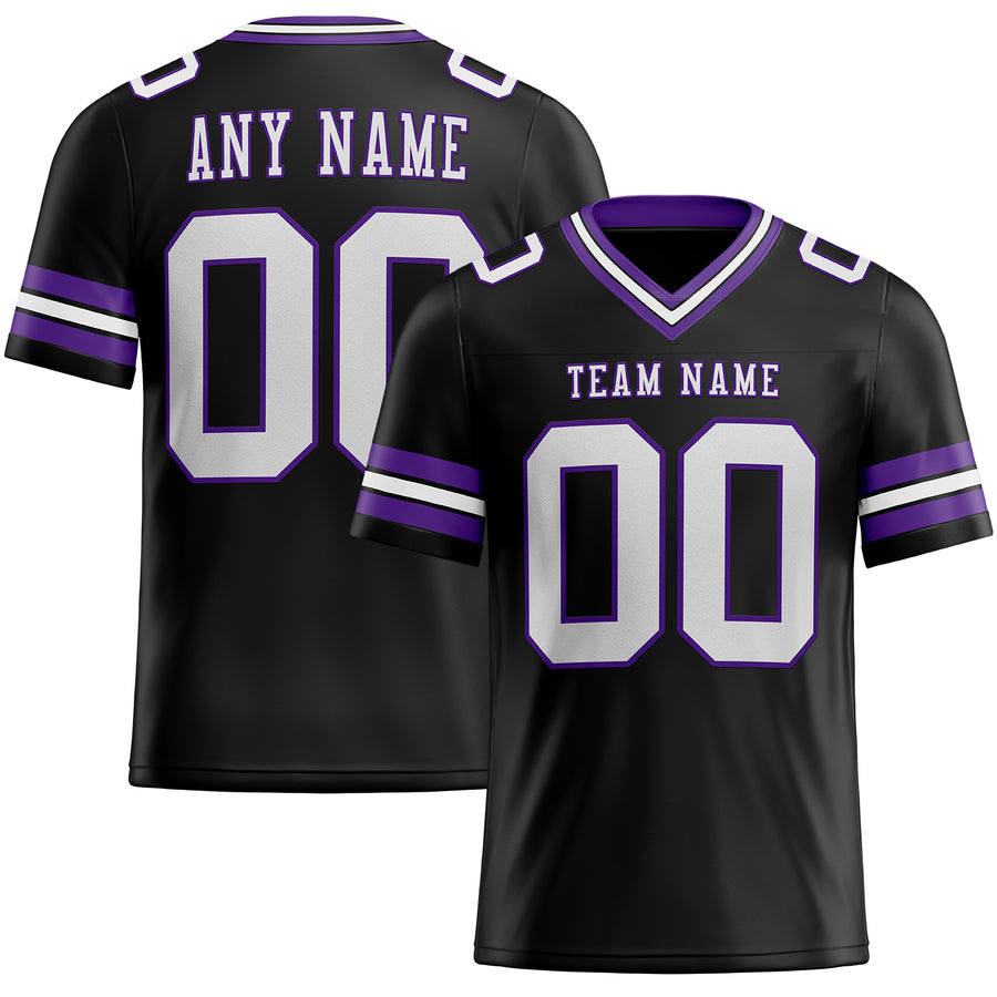 Custom Black White-Purple Authentic Football Jersey
