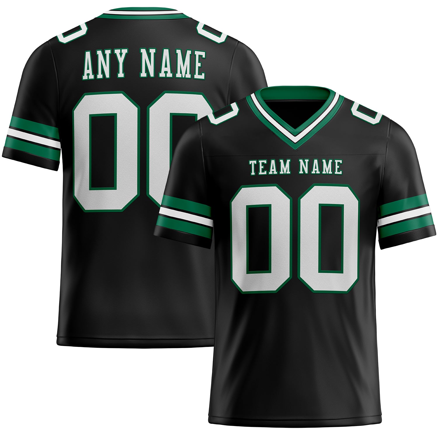 Custom Black White-Kelly Green Authentic Football Jersey