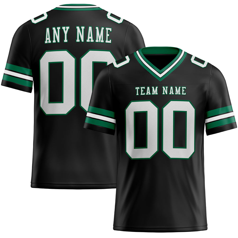 Custom Black White-Kelly Green Authentic Football Jersey