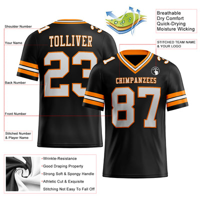 Custom Black White-Bay Orange Authentic Football Jersey