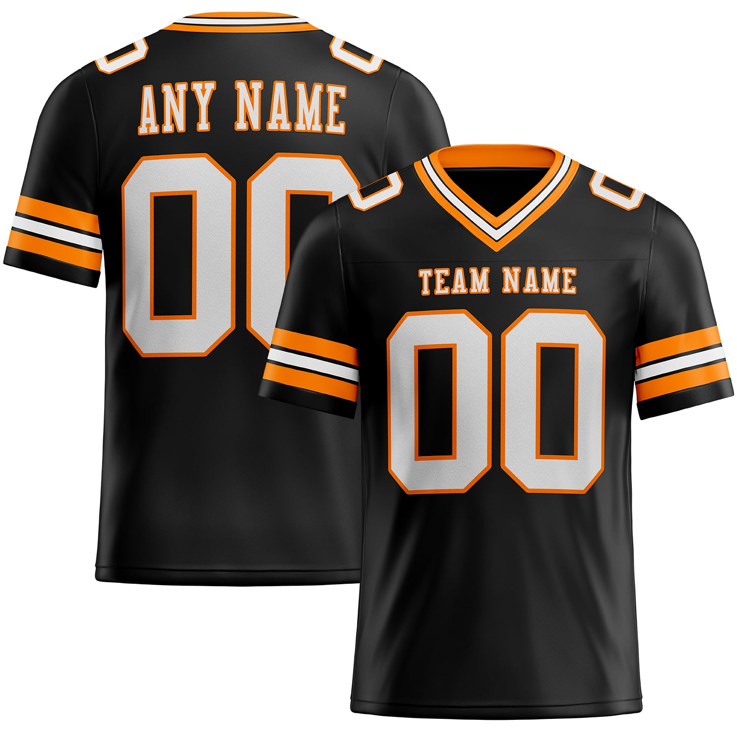 Custom Black White-Bay Orange Authentic Football Jersey
