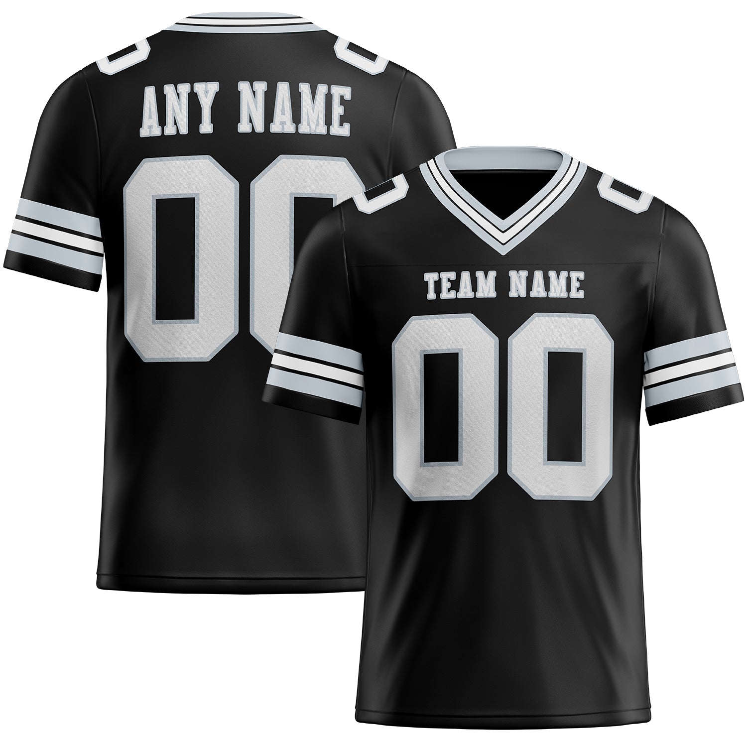 Custom Black White-Silver Authentic Football Jersey