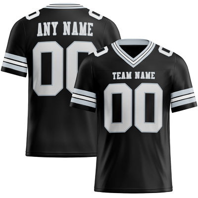 Custom Black White-Silver Authentic Football Jersey