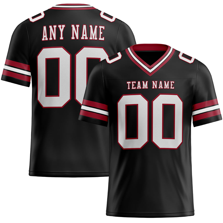 Custom Black White-Cardinal Authentic Football Jersey