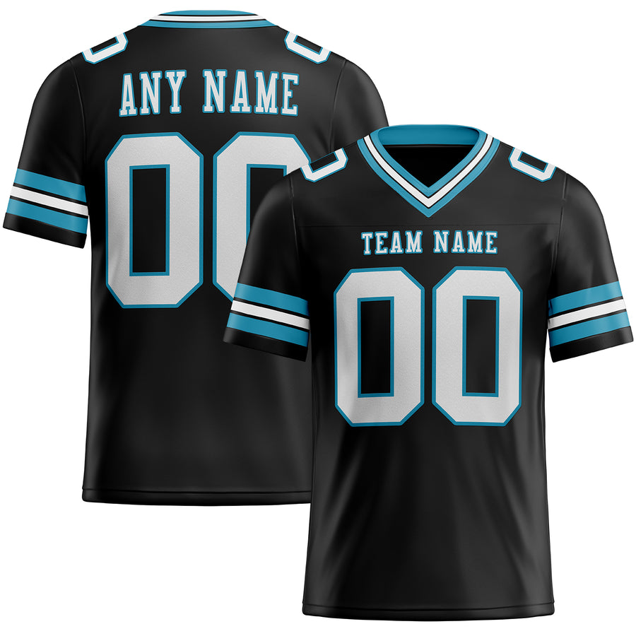Custom Black White-Panther Blue Authentic Football Jersey