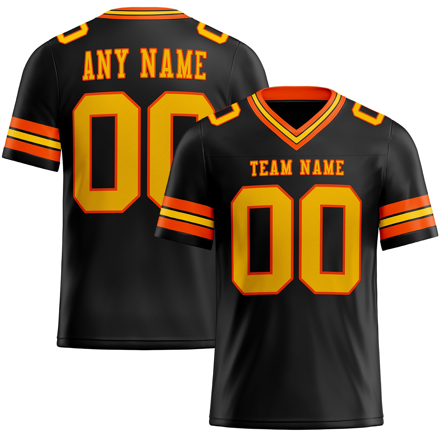 Custom Black Yellow-Orange Authentic Football Jersey