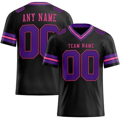 Custom Black Purple-Pink Authentic Football Jersey